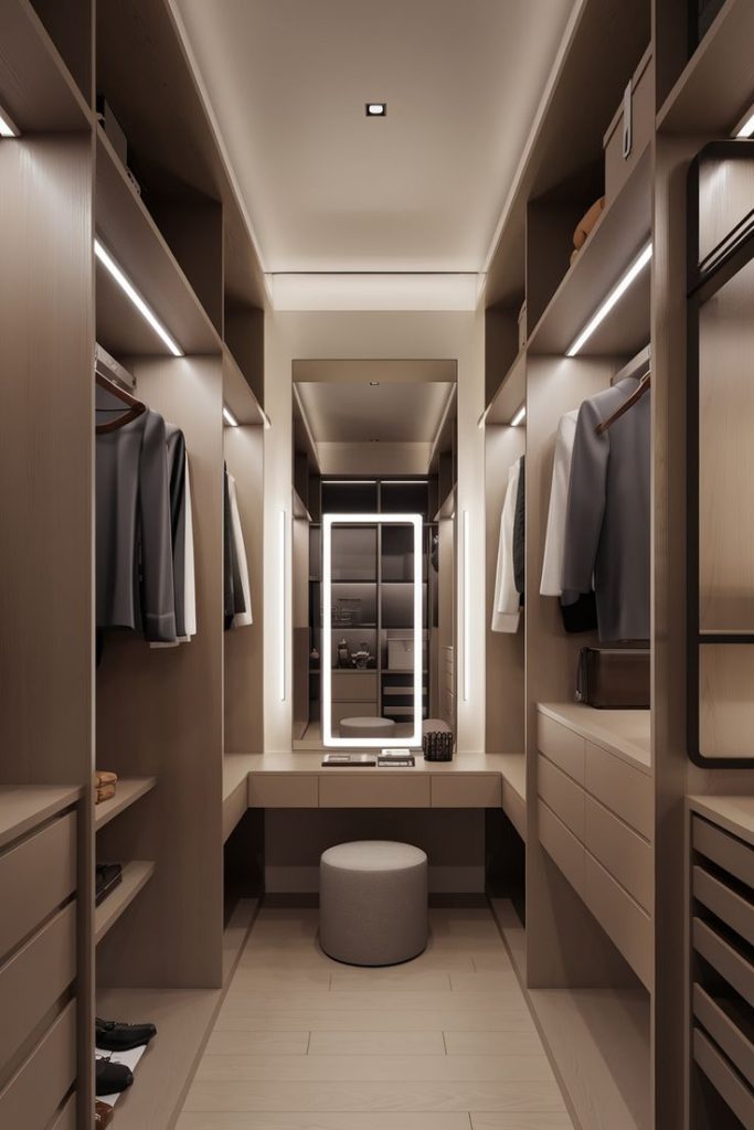 Clever Lighting Ideas for Your Modern Small Walk-In Closet
